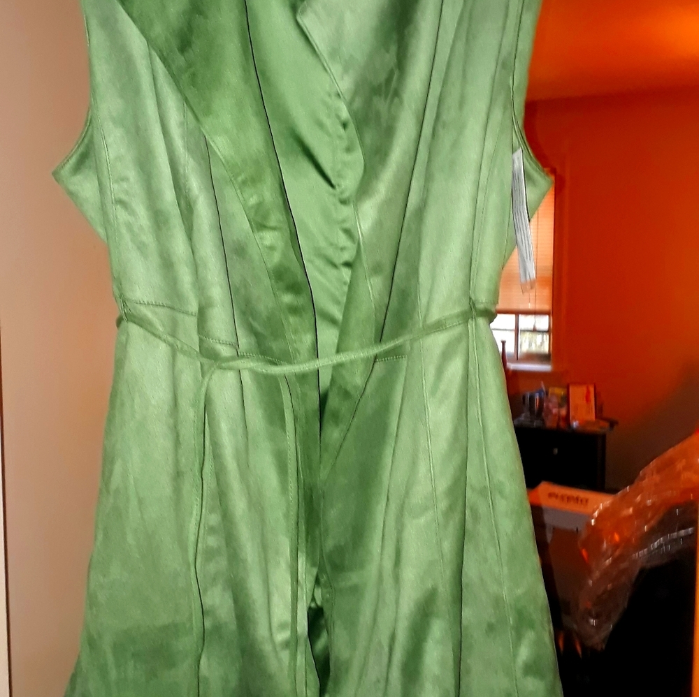 GUILIANA (HSN) Suede Belt Open Front Long Vest